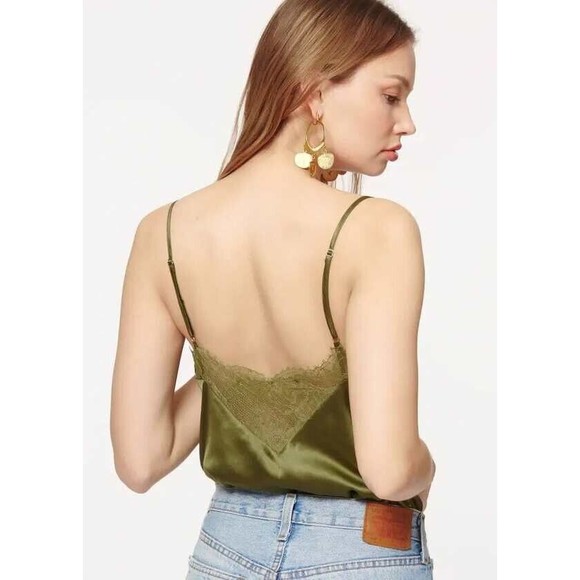 Cabi NYC Clari 100% Silk Charmeuse Cami Camisole Top Oregano Army Green S $187 - Picture 2 of 13